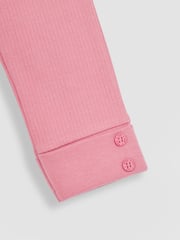 JoJo Maman Bébé Duck Egg Blue & Coral Pink 2-Pack Rib Leggings - Image 4 of 6