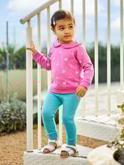 JoJo Maman Bébé Duck Egg Blue & Coral Pink 2-Pack Rib Leggings - Image 6 of 6