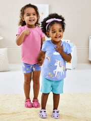 JoJo Maman Bébé Lilac Purple Unicorn & Pink 2-Pack T-Shirts - Image 1 of 6