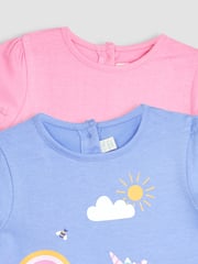 JoJo Maman Bébé Lilac Purple Unicorn & Pink 2-Pack T-Shirts - Image 5 of 6