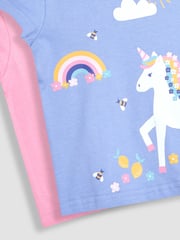JoJo Maman Bébé Lilac Purple Unicorn & Pink 2-Pack T-Shirts - Image 6 of 6