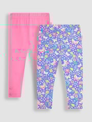 JoJo Maman Bébé Periwinkle Purple Butterfly Floral & Pink 2-Pack Leggings - Image 1 of 5