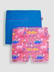 JoJo Maman Bébé Pink Floral Dinosaur & Cobalt Blue 2-Pack Shorts - Image 1 of 4