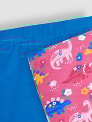 JoJo Maman Bébé Pink Floral Dinosaur & Cobalt Blue 2-Pack Shorts - Image 4 of 4