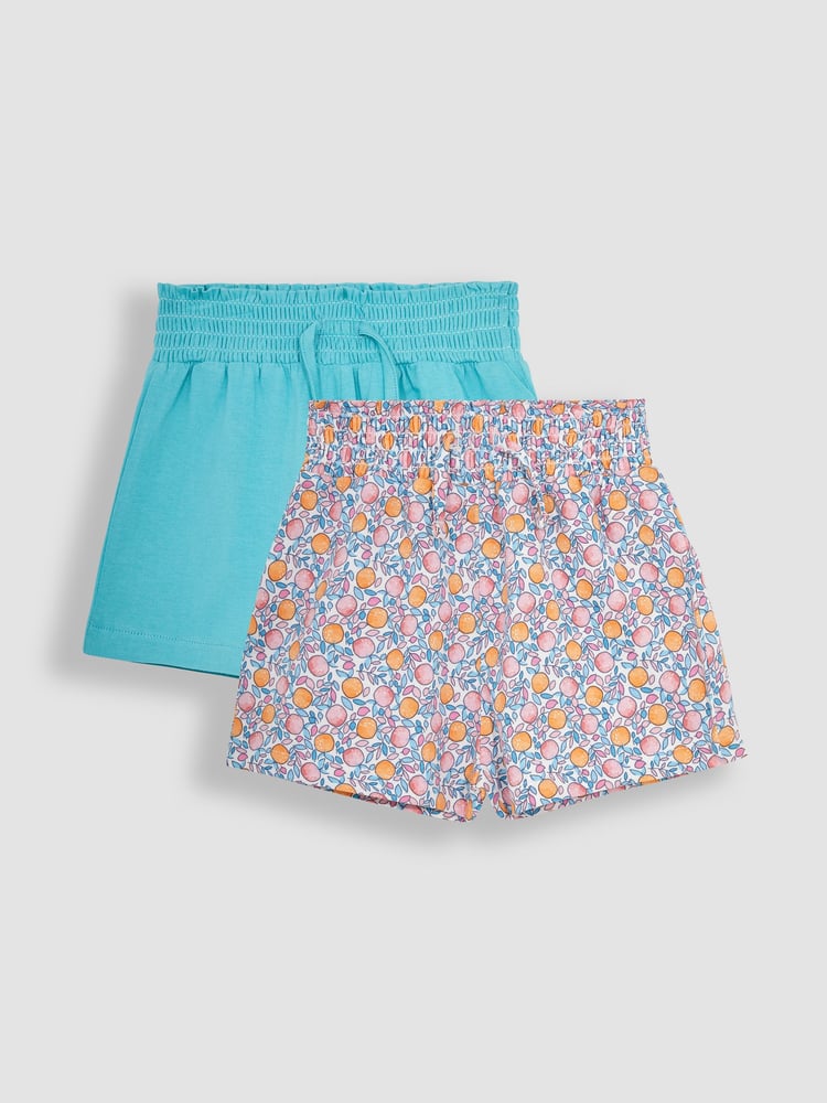 JoJo Maman Bébé Pink Apple & Duck Egg Blue 2-Pack Pretty Shorts - Image 1 of 6