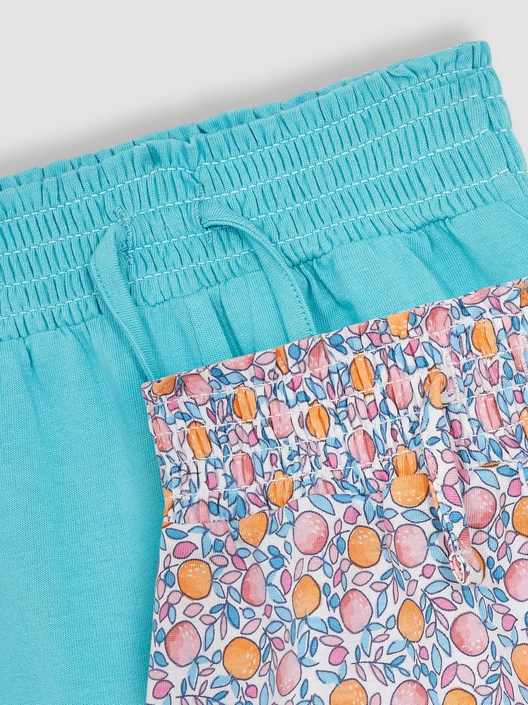 JoJo Maman Bébé Pink Apple & Duck Egg Blue 2-Pack Pretty Shorts - Image 6 of 6