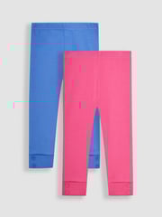 JoJo Maman Bébé Blue & Raspberry Pink 2-Pack Rib Leggings - Image 1 of 3