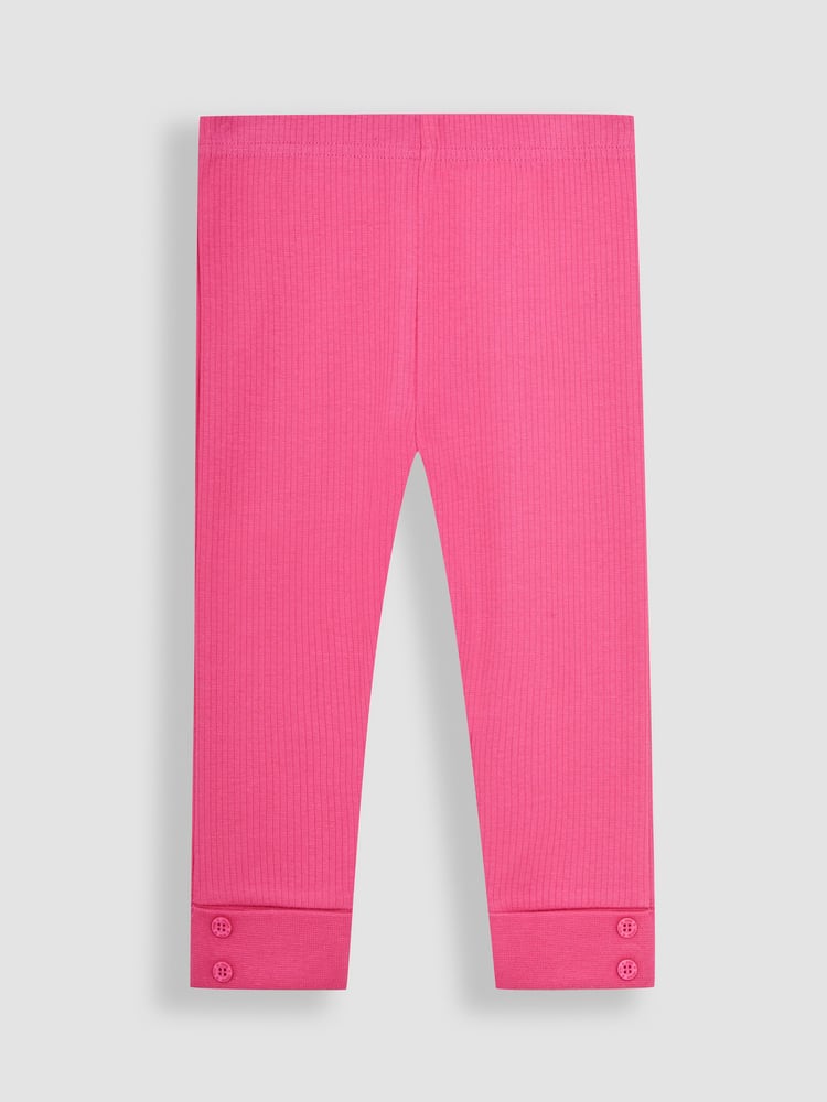 JoJo Maman Bébé Blue & Raspberry Pink 2-Pack Rib Leggings - Image 2 of 3