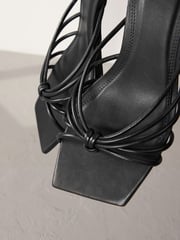 Black Signature Leather Toe Post Mule Heels - Image 4 of 6