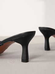Black Signature Leather Toe Post Mule Heels - Image 5 of 6