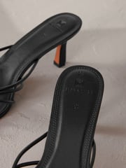 Black Signature Leather Toe Post Mule Heels - Image 6 of 6