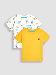 JoJo Maman Bébé White Pelican 2-Pack Pocket T-Shirts - Image 1 of 3