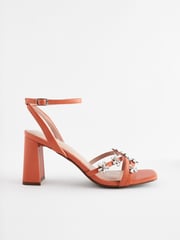 Orange Forever Comfort® Jewel Flowers Block Heel Sandals - Image 6 of 11