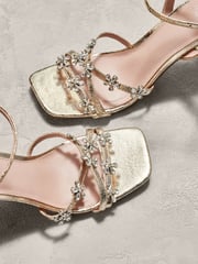 Gold Forever Comfort® Jewel Flowers Block Heel Sandals - Image 5 of 9