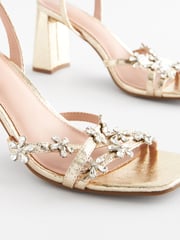 Gold Forever Comfort® Jewel Flowers Block Heel Sandals - Image 9 of 9
