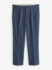 Navy Blue Regular Fit Textured Side Adjuster Trousers - Image 6 of 10