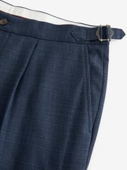 Navy Blue Regular Fit Textured Side Adjuster Trousers - Image 8 of 10