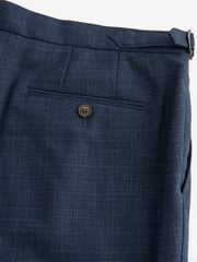 Navy Blue Regular Fit Textured Side Adjuster Trousers - Image 9 of 10