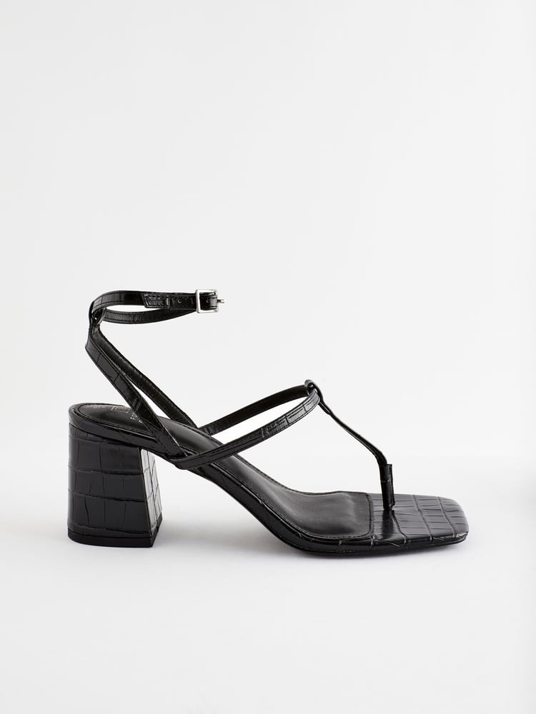 Black Forever Comfort® Toe Post Block Heel Sandals - Image 2 of 6