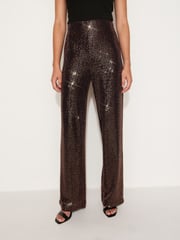 Rose Pink Sequin Wide Leg Trousers - Image 3 of 6