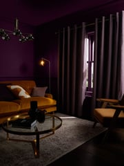 Purple Mulberry Cotton Blackout/Thermal Eyelet Curtains - Image 2 of 10