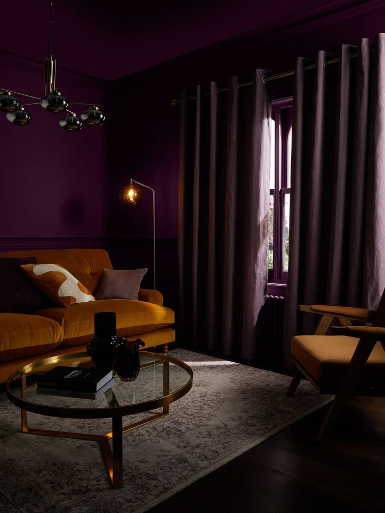Purple Mulberry Cotton Blackout/Thermal Eyelet Curtains - Image 2 of 10