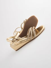 Gold Strappy Wedge Sandals - Image 4 of 5