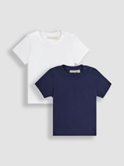 JoJo Maman Bébé Navy Blue Plain 2-Pack T-Shirts - Image 1 of 4