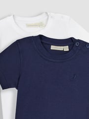 JoJo Maman Bébé Navy Blue Plain 2-Pack T-Shirts - Image 2 of 4