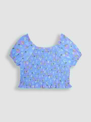 JoJo Maman Bébé Blue 2-Piece Strawberry & Bee Smocked Top & Skort Set - Image 2 of 4