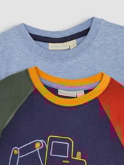 JoJo Maman Bébé Navy Digger 2-Pack Placement Print T-Shirts - Image 4 of 6