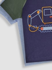 JoJo Maman Bébé Navy Digger 2-Pack Placement Print T-Shirts - Image 5 of 6