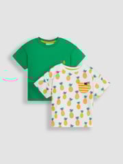 JoJo Maman Bébé Ecru Pineapple 2-Pack Pocket T-Shirts - Image 1 of 3