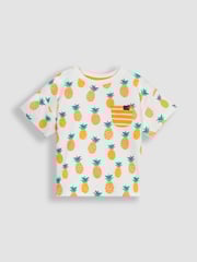 JoJo Maman Bébé Ecru Pineapple 2-Pack Pocket T-Shirts - Image 2 of 3