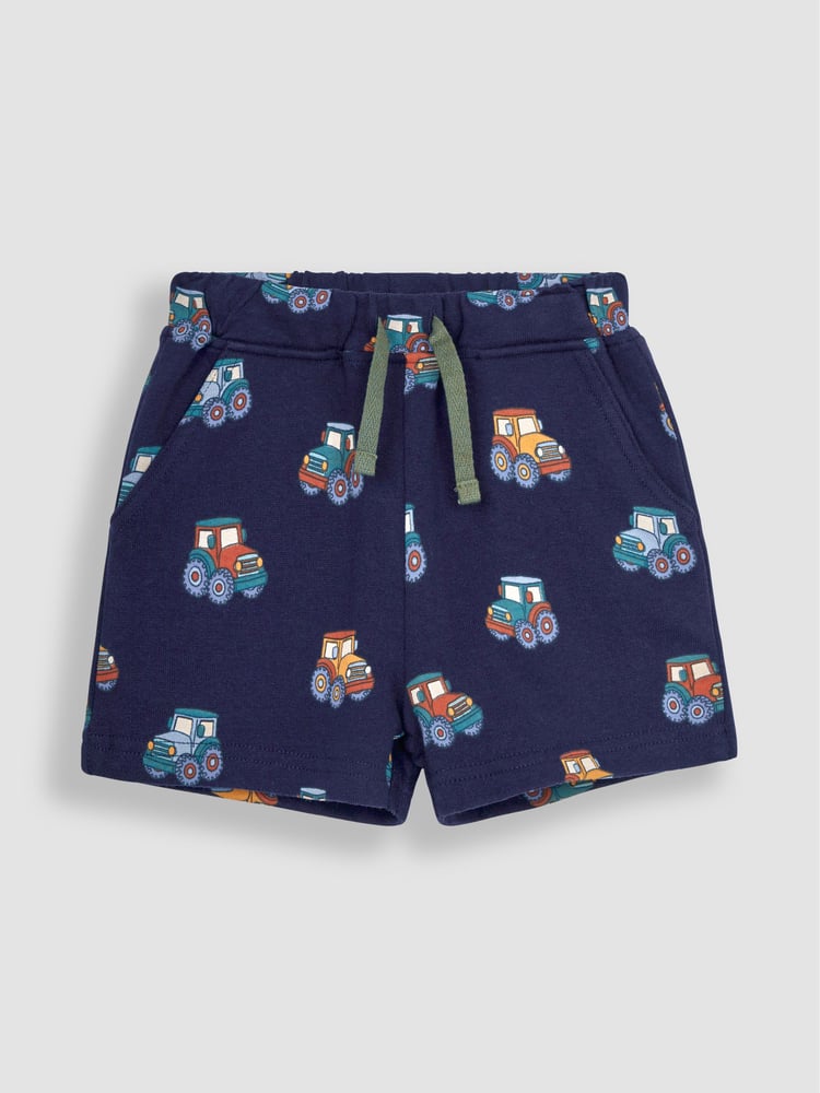 JoJo Maman Bébé Navy Blue Tractor 2-Pack Printed Shorts - Image 1 of 4