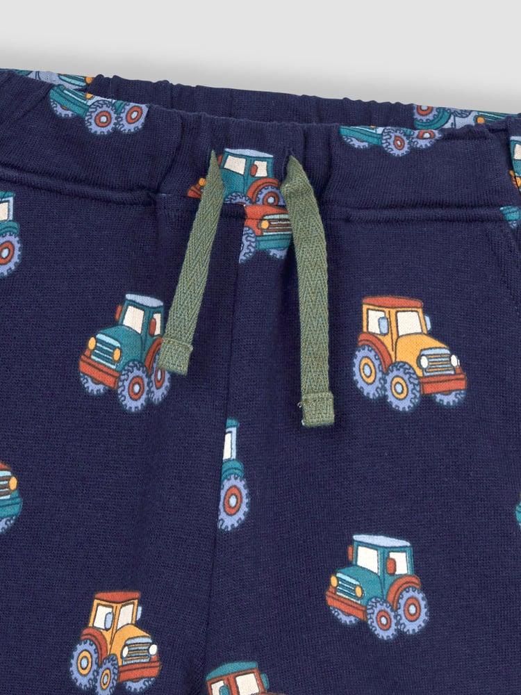 JoJo Maman Bébé Navy Blue Tractor 2-Pack Printed Shorts - Image 2 of 4