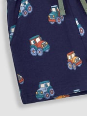 JoJo Maman Bébé Navy Blue Tractor 2-Pack Printed Shorts - Image 3 of 4