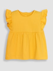 JoJo Maman Bébé Cream 2-Pack Pineapple & Frill Shoulder T-Shirts - Image 3 of 7