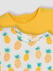 JoJo Maman Bébé Cream 2-Pack Pineapple & Frill Shoulder T-Shirts - Image 4 of 7