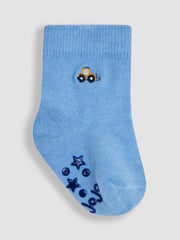 JoJo Maman Bébé Blue Digger 3-Pack Embroidered Socks - Image 3 of 4