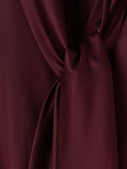Reiss Burgundy Tayla Satin Wrap Front Midi Dress - Image 5 of 5