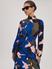 Florere Printed Zip Cuff Midi Dress - Image 3 of 7