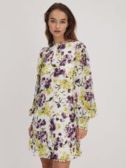 Florere Printed Blouson Sleeve Mini Dress - Image 1 of 6