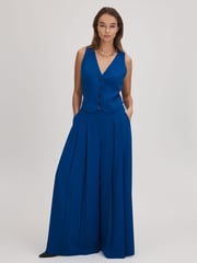 Leuchtend Blau - Florere Plissierte Hose mit weitem Bein - Bild 1 von 7
