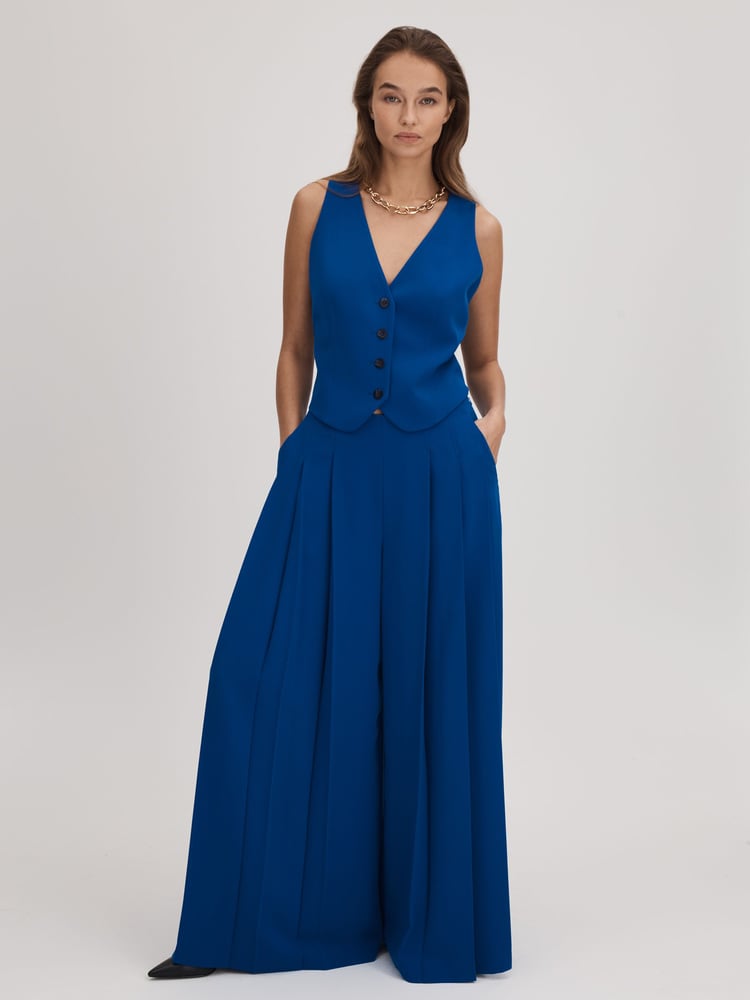Leuchtend Blau - Florere Plissierte Hose mit weitem Bein - Bild 1 von 7