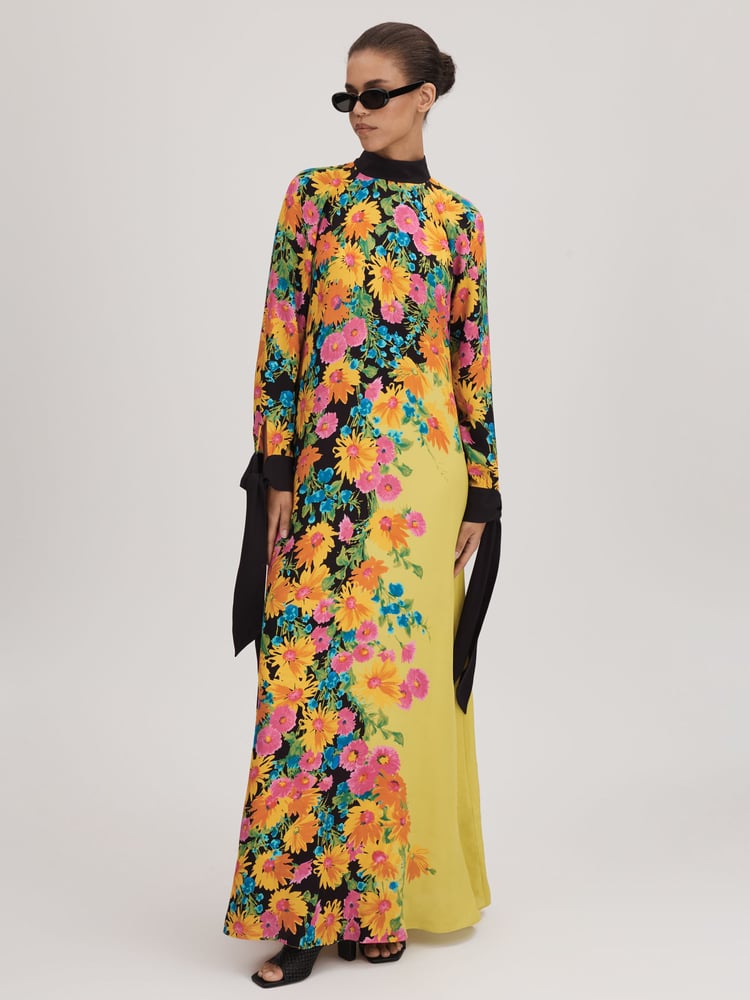 Florere Printed Tie Cuff Maxi Dress - Image 1 of 8