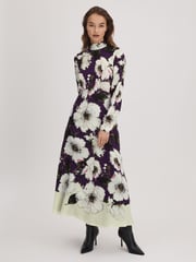 Florere Printed Zip Cuff Midi Dress - Image 1 of 7