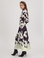 Florere Printed Zip Cuff Midi Dress - Image 4 of 7