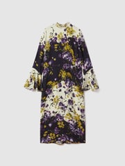 Florere Printed Fluted Cuff Midi Dress - Image 3 of 8
