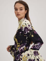 Florere Printed Fluted Cuff Midi Dress - Image 5 of 8
